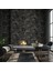 Geometrik Taş Desenli Duvar Kağıdı, Koyu Gri Siyah 16,5 M², Silinebilir - Roka 23106-5 1