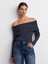 10808 Bardot Yaka Fitilli Simli Triko Kazak-Lacivert 3
