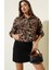 Leopar Desenli Astarlı Ceket Siyah T1192 2
