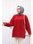 Kırmızı Tesettür Triko Kazak Tunik 87181K 2
