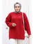 Kırmızı Tesettür Triko Kazak Tunik 87181K 3