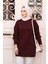 Koyu Bordo Tesettür Triko Kazak Tunik 7852KBR 1