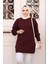 Koyu Bordo Tesettür Triko Kazak Tunik 7852KBR 2
