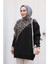 Desenli Siyah Tesettür Triko Kazak Tunik 8818S 1