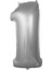 Folyo Balon 1 Rakamı Helyum Balon 36 cm Gümüş Renk - 1 Yaş Balonu - 1 Yaş Balon - 1 Rakam Balon 1