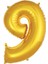 Folyo Balon 9 Rakamı Helyum Balon 100 cm Altın Renk - 9 Yaş Balonu - 9 Yaş Balon - 9 Rakam Balon 1