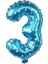 3 Rakam Mavi Renk 16 Inc 40 cm Balon Parti Malzemesi 1