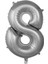 8 Rakam 36 cm Gümüş Folyo Balon 16 Inc 1