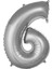 Folyo Balon 6 Rakamı Helyum Balon 36 cm Gümüş Renk - 6 Yaş Balonu - 6 Yaş Balon - 6 Rakam Balon 1