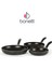 Premium 3'lü Granit Tava Seti Yanmaz Yapışmaz Çizilmez Siyah | 20-24-28 cm | 2