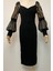 M1991 Kol Detaylı Kruvaze Örme Elbise Siyah 2