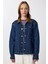 Kadife Yaka Denim Ceket LRW0003 Koyu Mavi 3