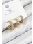 Pirinç Zirkon Taşlı 3lü Halka Yonca Model Gold ve Gümüş Renk Kadın Küpe - PRT3500EB08399 1