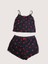 Kadın Askılı Pijama Takımı – Siyah, Çilek ve Kiraz Desenli, Şortlu, Rahat ve Şık (S-M / L-XL) 2