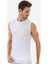 Erkek Pamuklu Beyaz Tişört Sıfır Kol Sıfır Yaka Kolsuz Atlet 2'li Paket 7