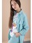 Yeşil Kız Çocuk Çiçek Baskılı Gömlekli Jogger Pantolonlu 3lü Takım 20475 4