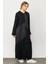 Perche Ince Ipekçe Dokulu Hafif Kap Ferace-Siyah 3