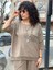 Kadın Oversize Keten Bluz Kolları ve Eteği File Detaylı Cepli Oversize %100 Pamuk 1