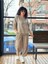 Kadın Oversize Keten Bluz Kolları ve Eteği File Detaylı Cepli Oversize %100 Pamuk 5