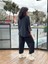 Kadın Oversize Keten Bluz Kolları ve Eteği File Detaylı Cepli Oversize %100 Pamuk 6