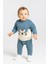 Erkek Bebek 2’li Takım – Mavi Kaplan Desenli Sweatshirt ve Pantolon 07191 1