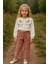 Kız Çocuk Dantel Yaka Nakışlı Gömlek ve Desenli Pantolon Takımı 6004P 3