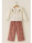 Kız Çocuk Dantel Yaka Nakışlı Gömlek ve Desenli Pantolon Takımı 6004P 4