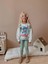 Kız Çocuk Stitch Baskılı Sweatshirt ve Pantolon 2’li Takım - Mint Yeşili 4039 4