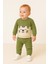 Erkek Bebek 2’li Takım – Yeşil Kaplan Desenli Sweatshirt ve Pantolon 07191 1