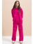 Fuşya Kız Çocuk Desenli 3 Iplik Şardonlu Geniş Paça Eşofman Takımı 22646 4