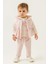 Kız Bebek Dantel Görünümlü 3’lü Takım – Yelek, Sweatshirt ve Pantolon 7044P 4