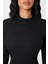 Kadın Siyah Kaşkorse Balıkçı Yaka Uzun Kollu Bodycon Mini Elbise 6