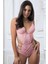 Pembe Dantel Işlemeli Maskeli Fantezi Body 3