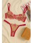 Fuşya Çiçek Işlemeli Transparan Bralet ve Tanga Takım 1