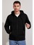 Unisex Siyah Standart Fit Normal Kesim Içi Polarli 2 Iplik Kapüsonlu Fermuarli Sweatshirt Ceket 3