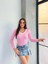 V Yaka Çizgili Bluz Pembe A3699 5