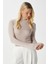 Kadın Feel Lux Touch Dik Yaka Bej Uzun Kol Soft Bluz 2