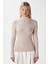 Kadın Feel Lux Touch Dik Yaka Bej Uzun Kol Soft Bluz 4