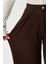 Likra Serisi Viora Açık Pile Esnek Kahverengi Palazzo Pantolon 3