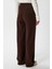 Likra Serisi Viora Açık Pile Esnek Kahverengi Palazzo Pantolon 4