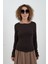 Koyu Kahve Fermuar Detaylı Uzun Kollu Bluz 5