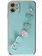 Apple iPhone 12 Elegant Charm Case (Kalpli Zincirli Kılıf) Elegant Silicone Cover - Su Yeşili 2