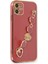Apple iPhone 12 Elegant Charm Case (Kalpli Zincirli Kılıf) Elegant Silicone Cover - Kırmızı 4