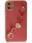 Apple iPhone 12 Elegant Charm Case (Kalpli Zincirli Kılıf) Elegant Silicone Cover - Kırmızı 5