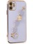 Apple iPhone 12 Elegant Charm Case (Kalpli Zincirli Kılıf) Elegant Silicone Cover - Lila 1