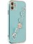 Apple iPhone 12 Elegant Charm Case (Kalpli Zincirli Kılıf) Elegant Silicone Cover - Su Yeşili 4