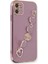 Apple iPhone 12 Elegant Charm Case (Kalpli Zincirli Kılıf) Elegant Silicone Cover - Mor 1