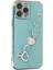 Apple iPhone 13 Pro Max Elegant Charm Case (Kalpli Zincirli Kılıf) Elegant Silicone Cover - Su Yeşili 4