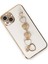 Apple iPhone 14 Elegant Charm Case (Kalpli Zincirli Kılıf) Elegant Silicone Cover - Beyaz 3