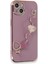 Apple iPhone 14 Plus Elegant Charm Case (Kalpli Zincirli Kılıf) Elegant Silicone Cover - Mor 4